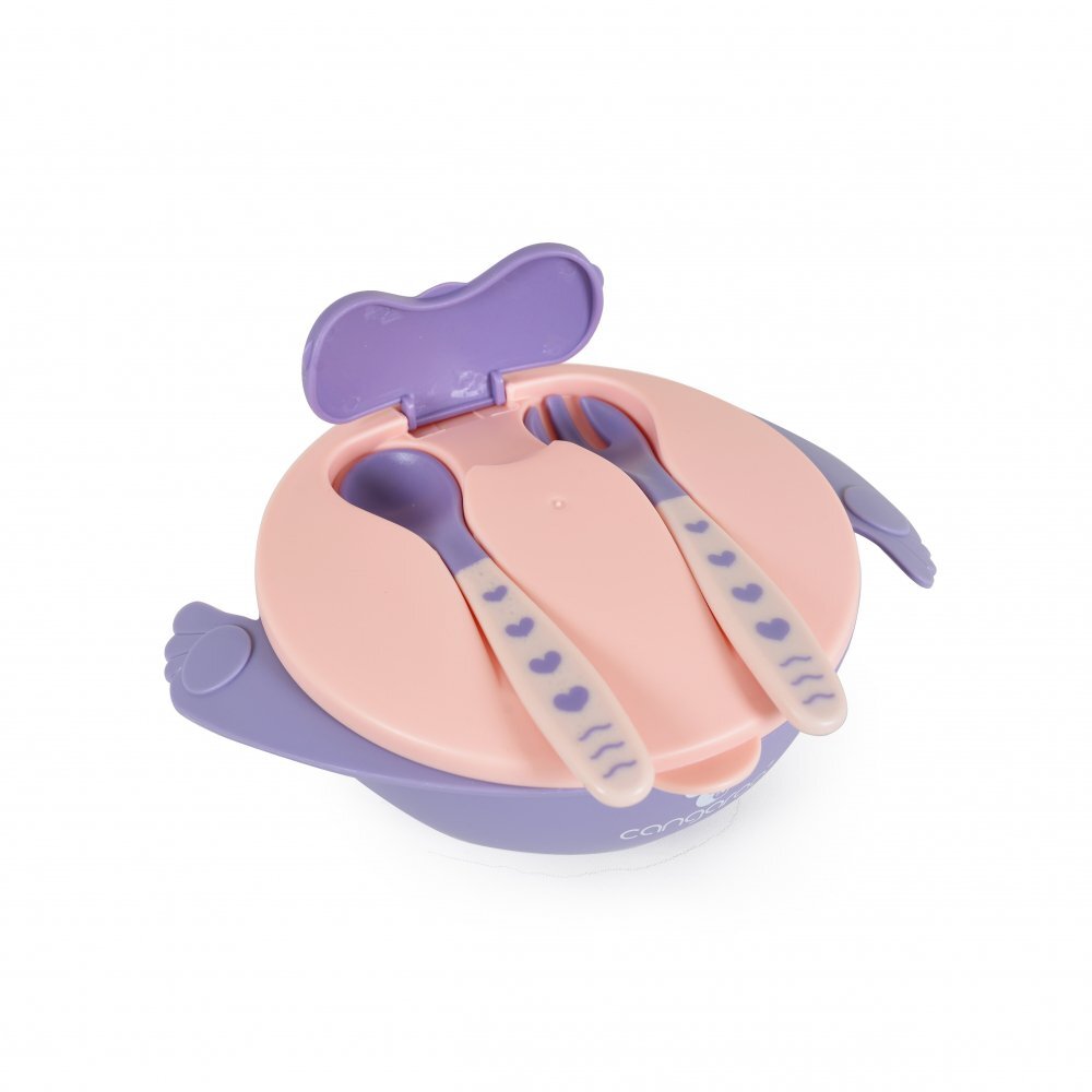 CANGAROO Set castron cu lingurita si furculita Jelly Pink