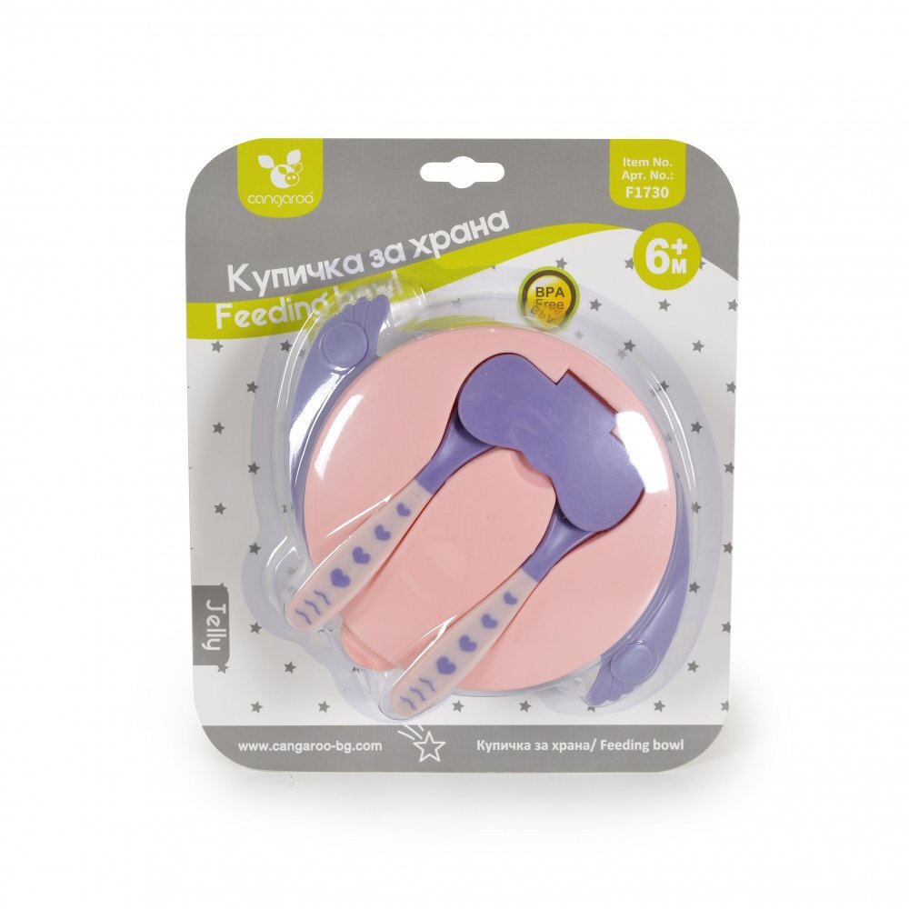 CANGAROO Set castron cu lingurita si furculita Jelly Pink