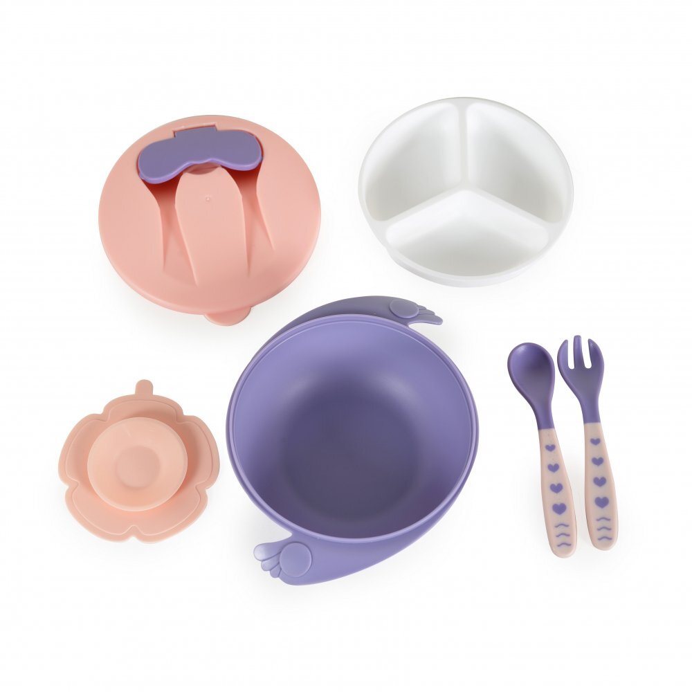 CANGAROO Set castron cu lingurita si furculita Jelly Pink