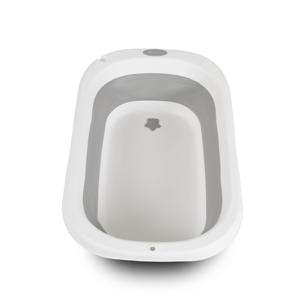 CANGAROO Set de baie 2in1 Como Gri cu design PliabilMasuta de infasat impermeabila cu taliometruCadita pliabila cu furtun scurgere apaOrganizatorPolita pentru accesoriiInaltime confortabila pentru parinti