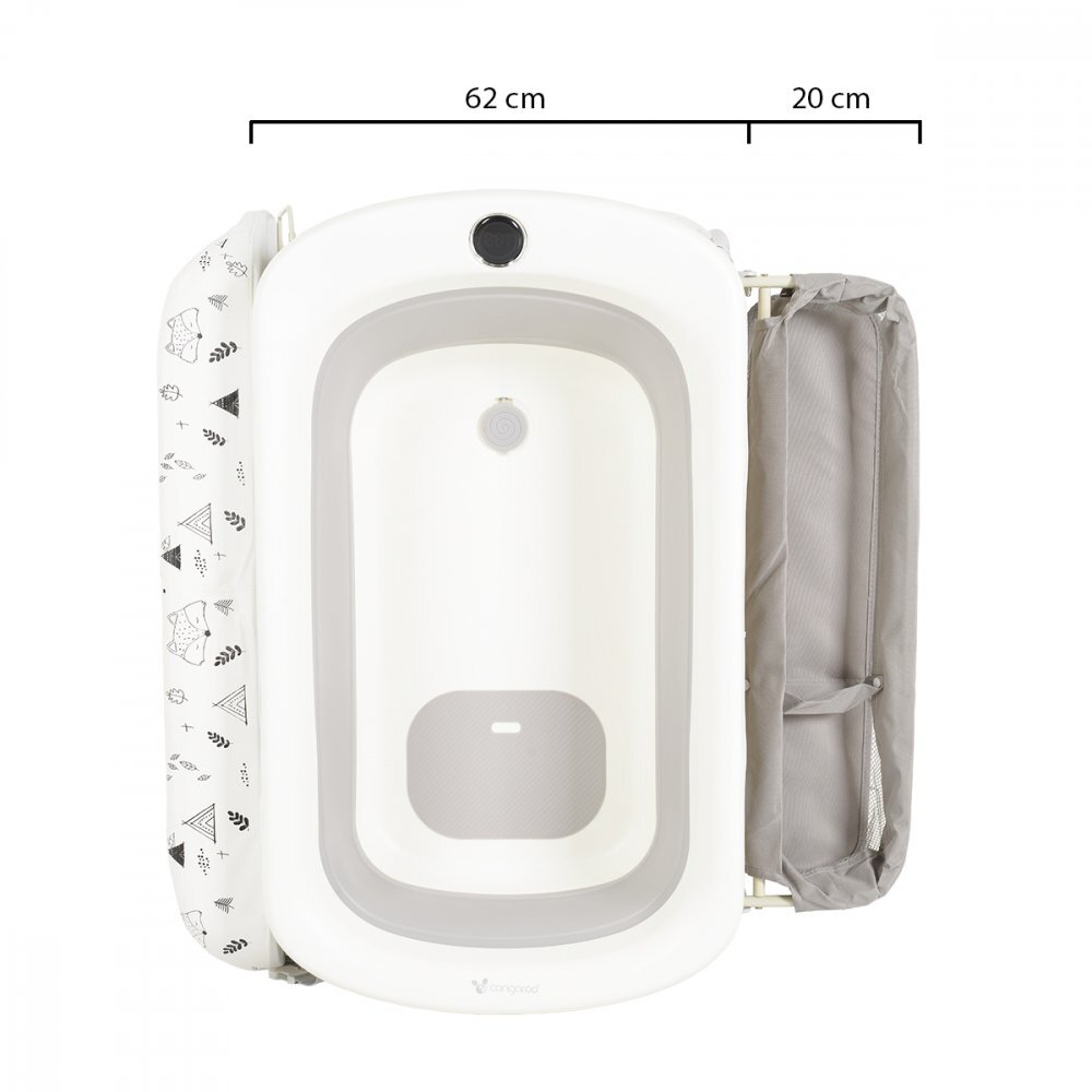 CANGAROO Set de baie 2in1 Garda cu inaltime reglabila si cadita pliabila cu termometru digitalmasuta de infasat cu taliometru si centura de sigurantafurtun scurgere aparoti cu blocareorganizatorPolita accesorii