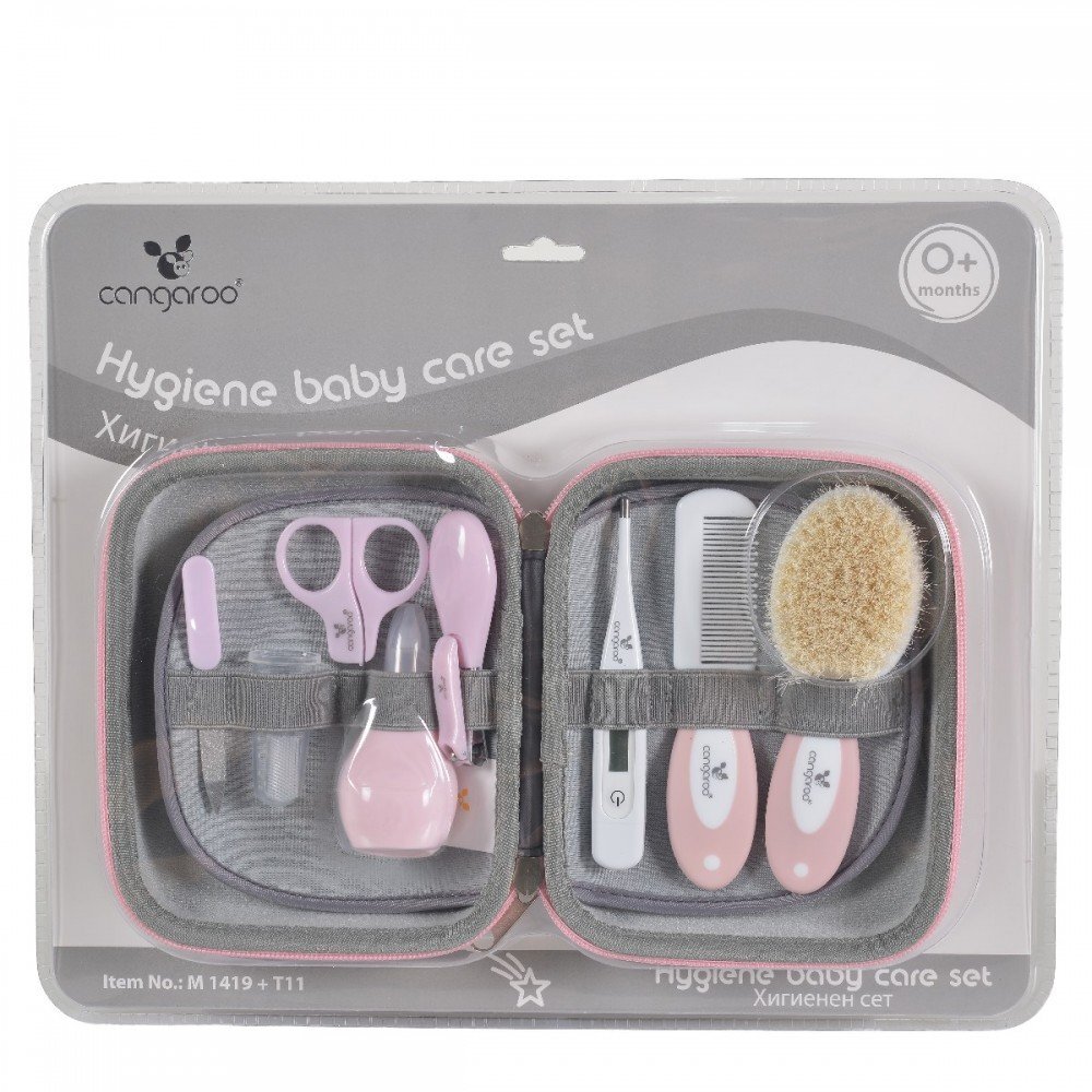 CANGAROO Set ingrijire pentru bebelusi si copii Bath Care Rozinclude degetar din siliconforfecutaunghierapila de unghiiperie de parpieptenepara nazalatermometrugentuta inclusa