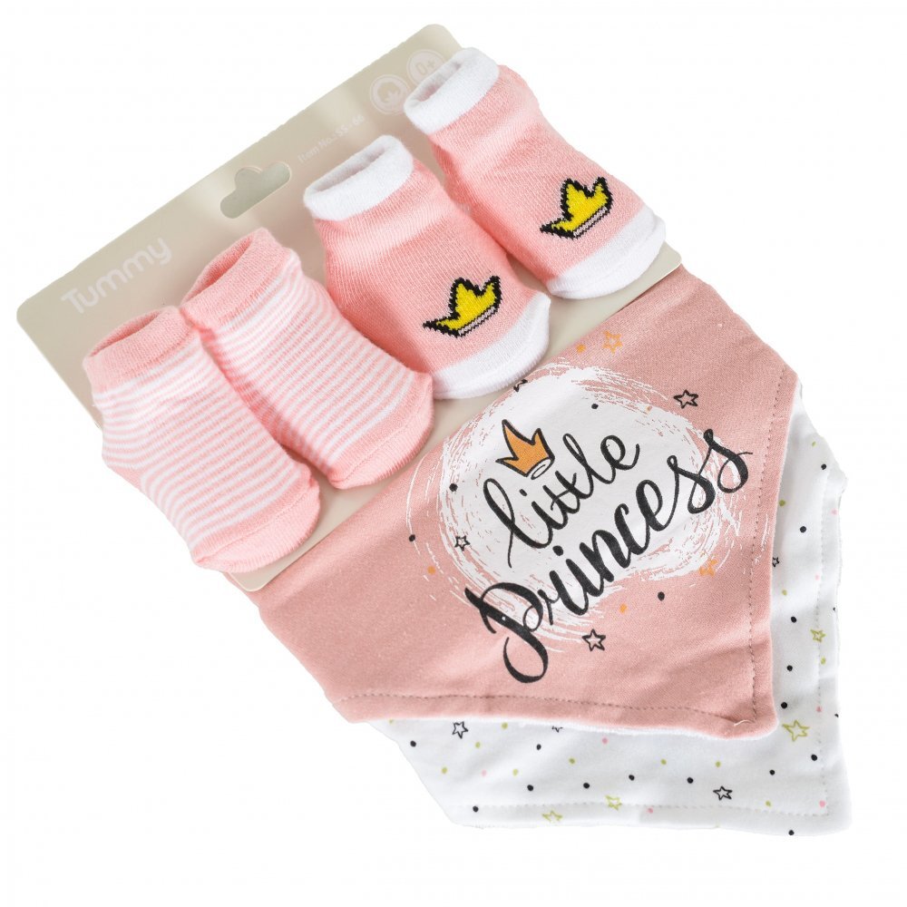 CANGAROO Set nou nascut cu 2 bavete si sosetele Tummy pink