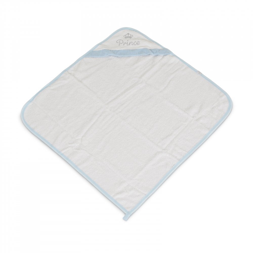 CANGAROO Set prosop cu gluga pentru bebelusi Cute Prince Blue si manusa de baie din bumbac absorbantdimensiune 75x75 cmrecomandat de la nastere