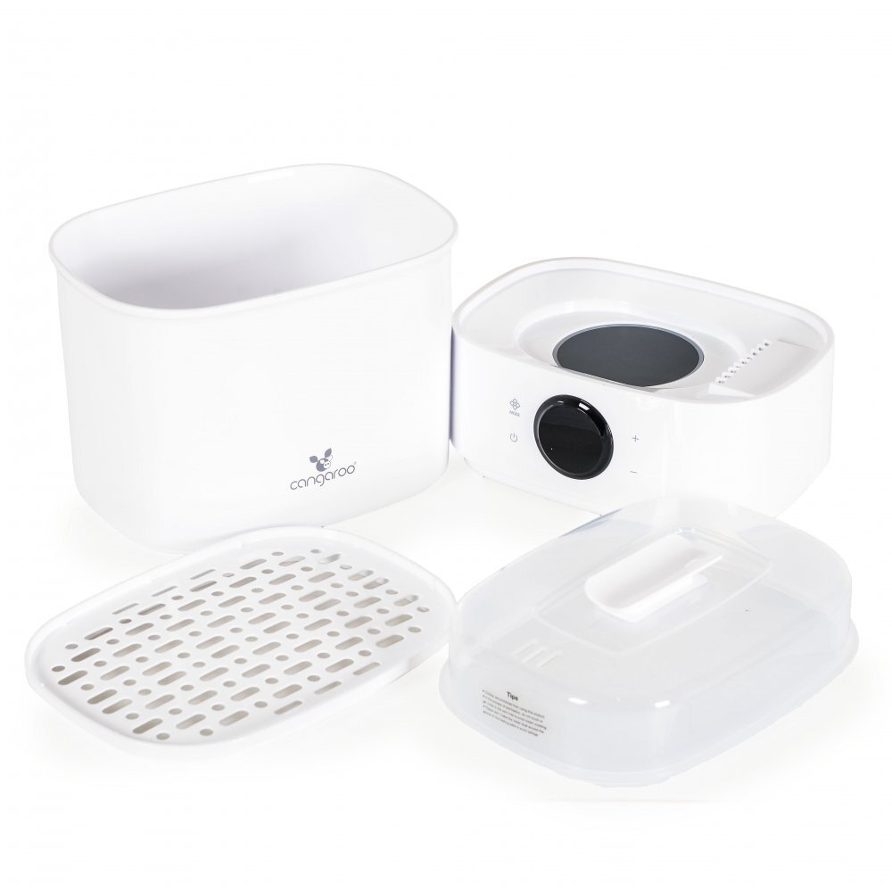 CANGAROO Sterilizator electric pentru biberoane Cai Alb cu functie uscarecapacitate 6 biberoaneafisaj LCD cu ecran tactilfunctie sterilizareuscare + combinatcleste inclusconsum energetic mic