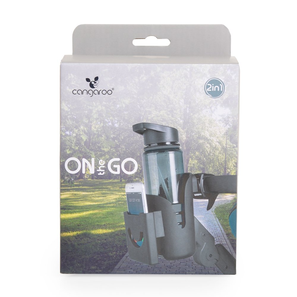 CANGAROO Suport multifunctional 2 in 1 pentru telefonsticlabiberon On The Go Negruprindere universala cu velcro