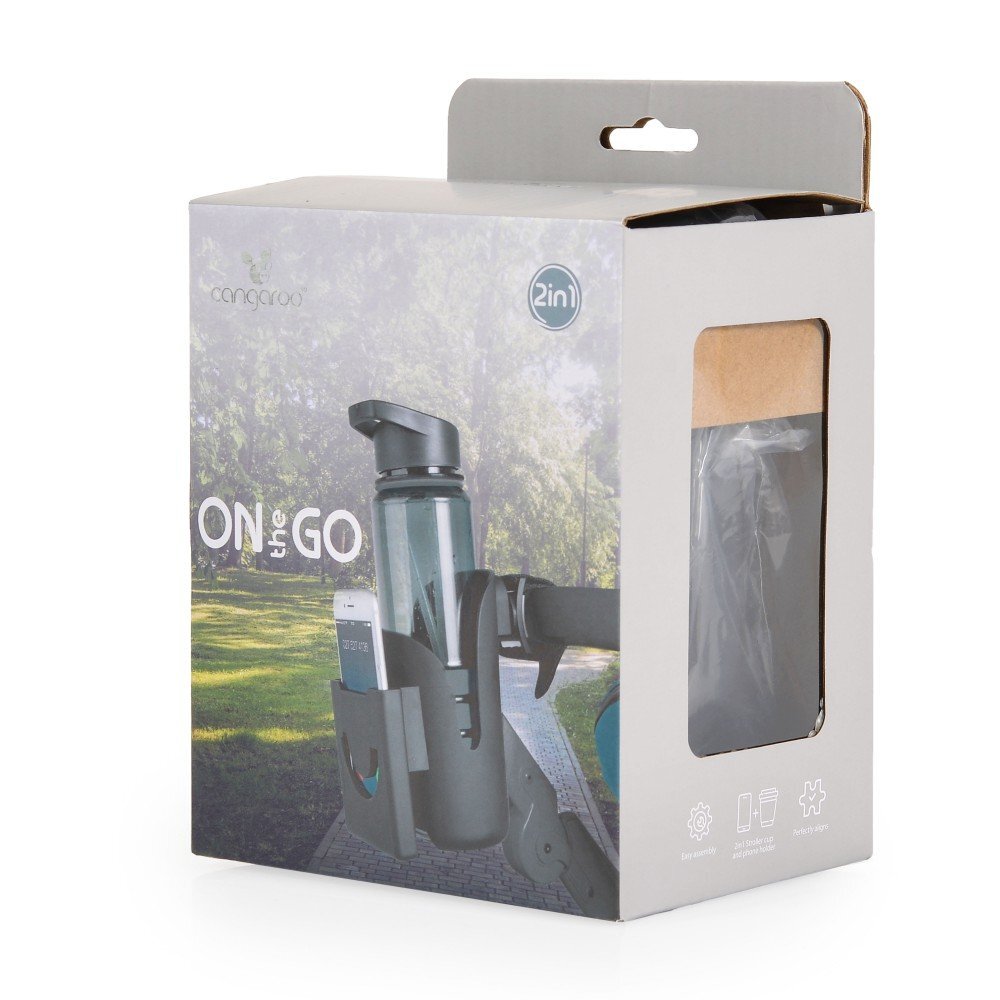 CANGAROO Suport multifunctional 2 in 1 pentru telefonsticlabiberon On The Go Negruprindere universala cu velcro