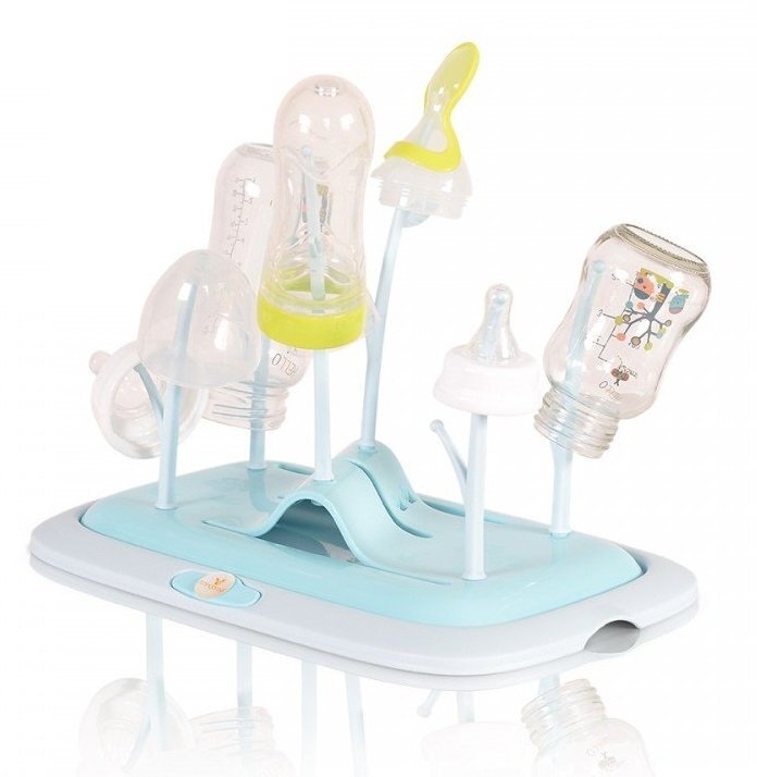 CANGAROO Suport pentru uscare biberoane Drying Rack Coral Bluecapacitate 6 biberoanedesign modern tavitacompatibil masina de vase