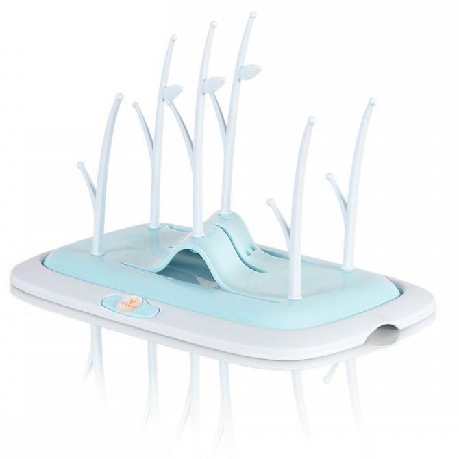 CANGAROO Suport pentru uscare biberoane Drying Rack Coral Bluecapacitate 6 biberoanedesign modern tavitacompatibil masina de vase