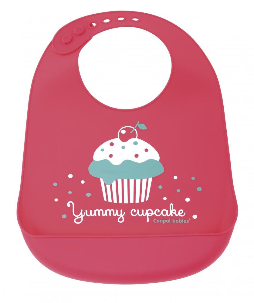 CANPOL Baveta cu buzunar din silicon Babies 74020 pink