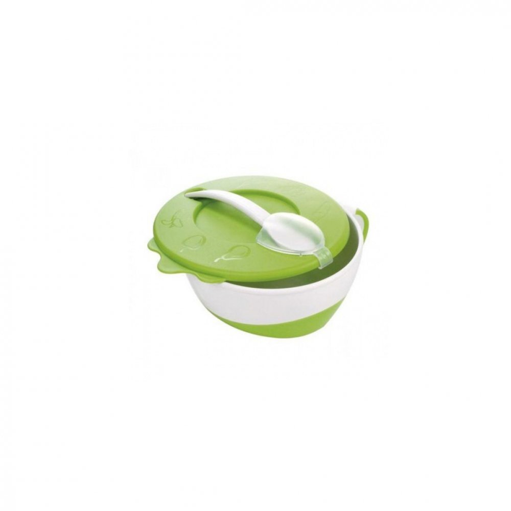CANPOL Bol cu lingurita si capac babies 350 ml verde