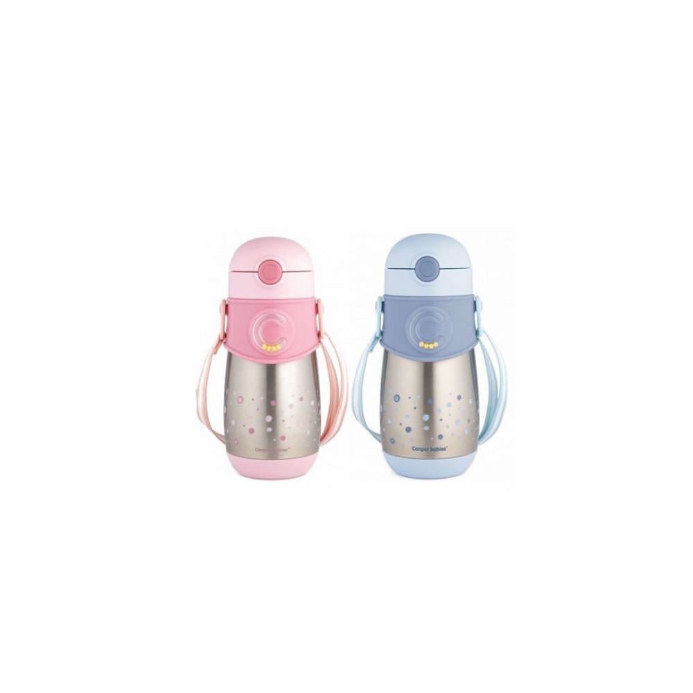 CANPOL Cana termos cu pai Babies Roz din silicon 300 ml
