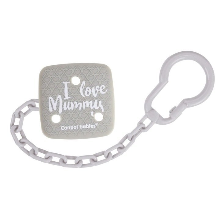 CANPOL Lant suzeta pentru copii I Love mummy Gri