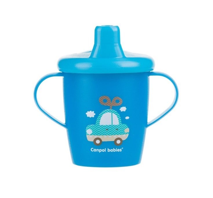 CANPOL Set cana 250 ml Babies cu lingurita cadou albastru