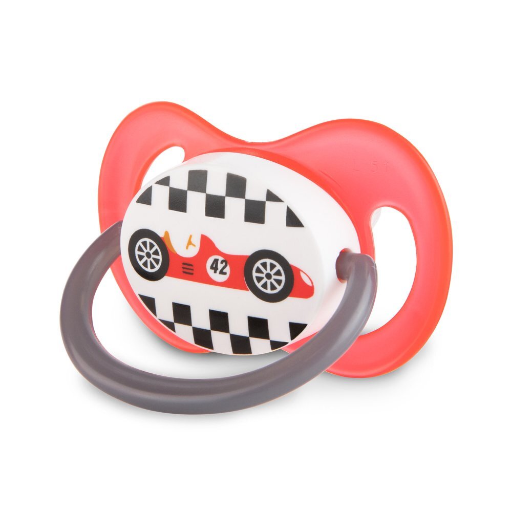 CANPOL Suzeta din silicon simetrica 18+ Racing red