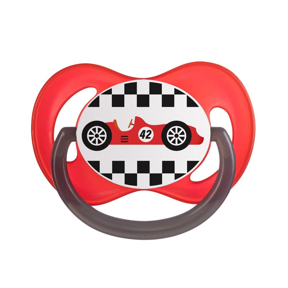 CANPOL Suzeta din silicon simetrica 18+ Racing red