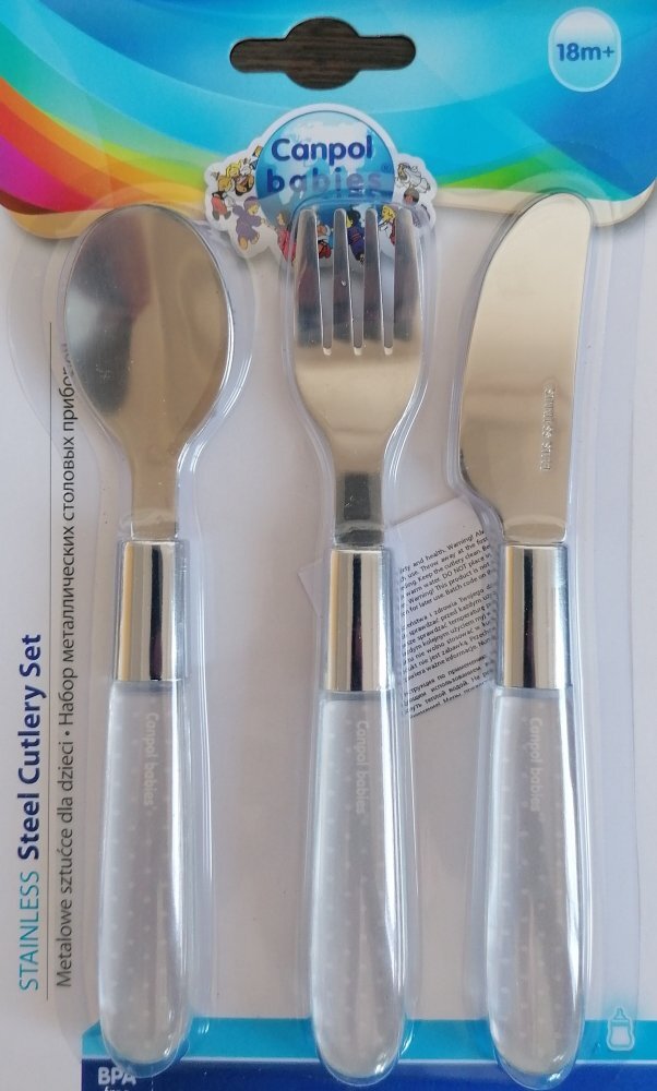 CANPOL Tacamuri din inox pentru copii lingura furculita si cutit
