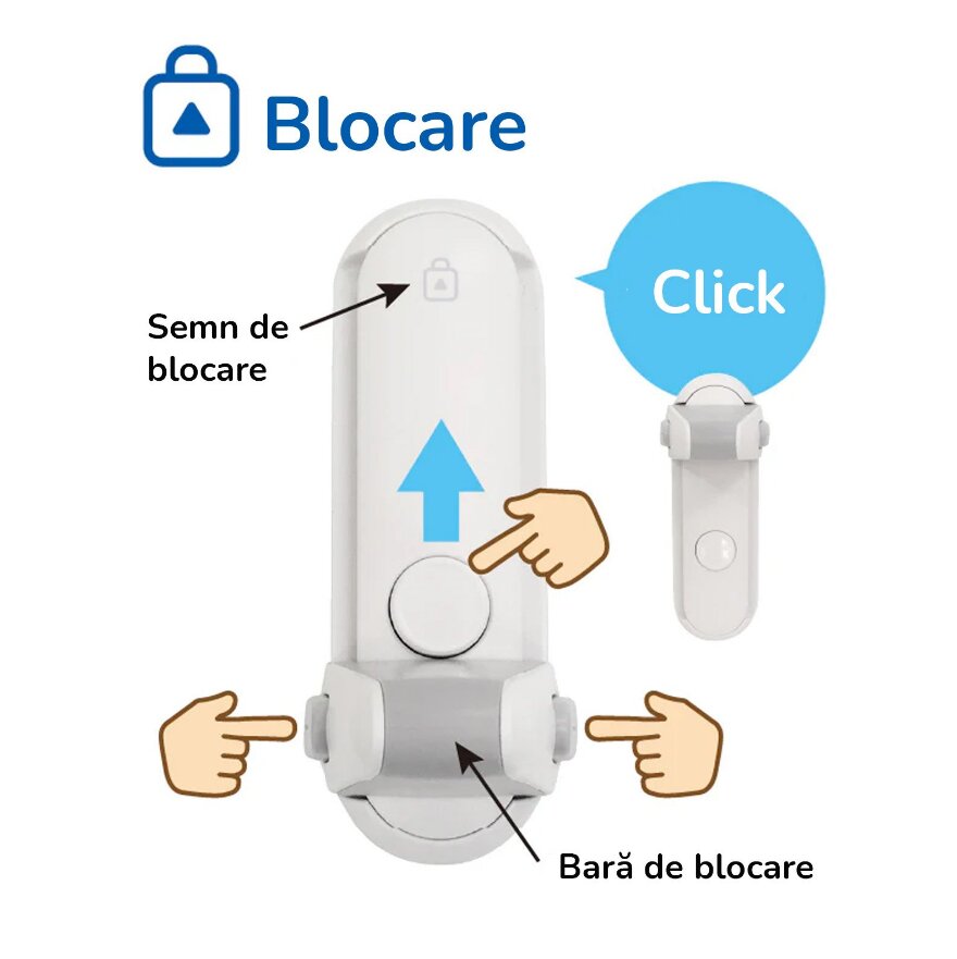 Car Boy Co Ltd Blocator usa Car Boy Safety cu buton blocare-deblocare adeziv
