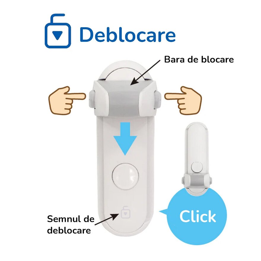 Car Boy Co Ltd Blocator usa Car Boy Safety cu buton blocare-deblocare adeziv