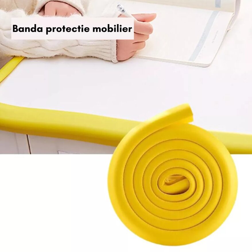 Car Boy Co Ltd Set 2 benzi protectie muchii si margini Car Boy Safety din spuma galben pastel 37x900x31x9 mm