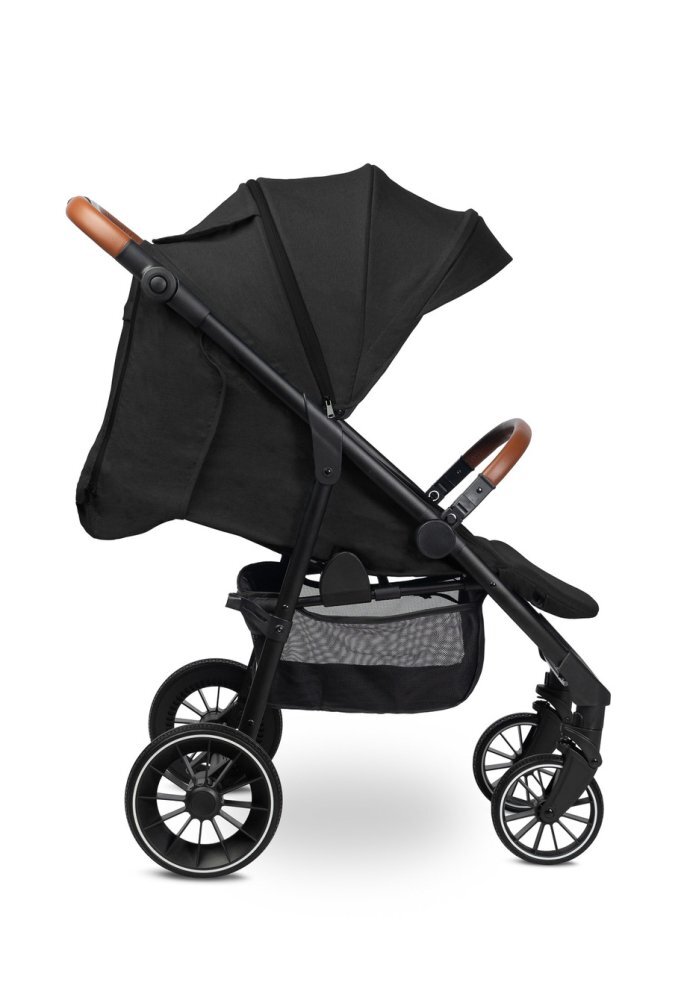 CARETERO Carucior pentru copii Elma Black 0-4 anispatar reglabil roti EVA copertina extensibila maner parental reglabil husa de ploaie si saculet iarna incluse