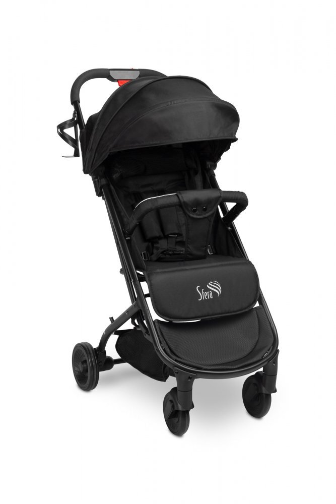 CARETERO Carucior sport copii Sfera Black cu spatar reglabilcapotinacenturi de sigurantahusa de ploaiepliere compacta si sistem troller compatibil cu avion
