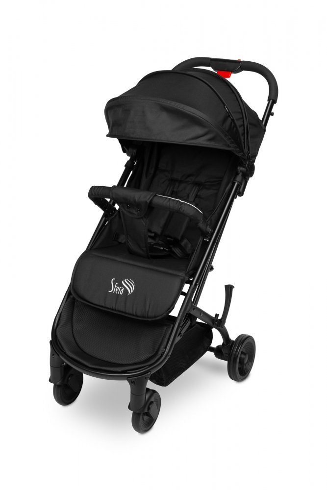 CARETERO Carucior sport copii Sfera Black cu spatar reglabilcapotinacenturi de sigurantahusa de ploaiepliere compacta si sistem troller compatibil cu avion