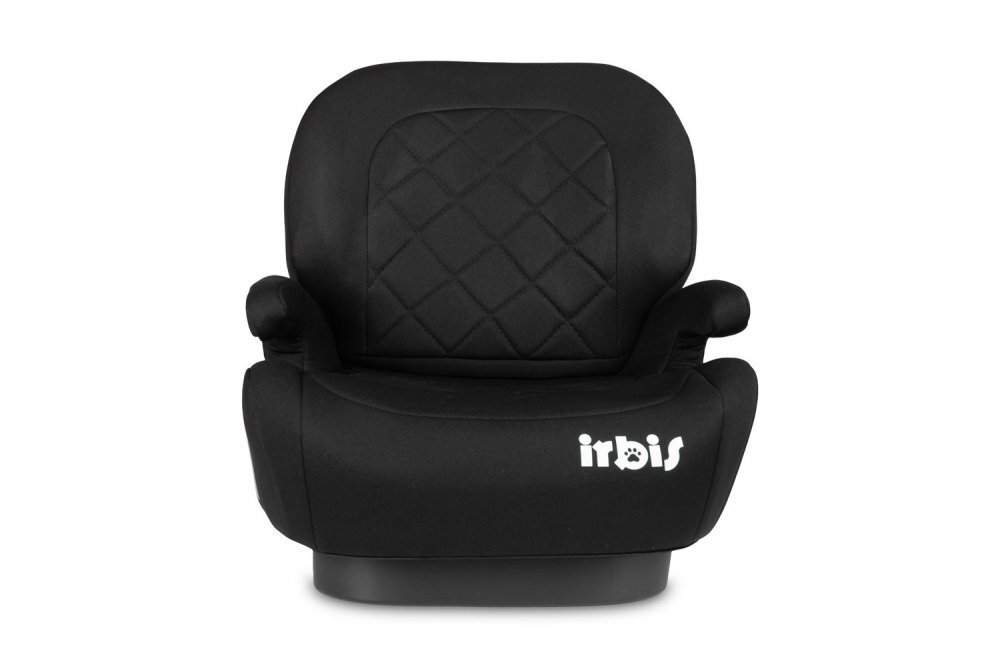 CARETERO Inaltator auto copii Irbis I-Size Black 125-150 cm fixare cu isofix centura de ghidaj spatar reglabil si detasabil husa lavabila cotiere Certificat R129