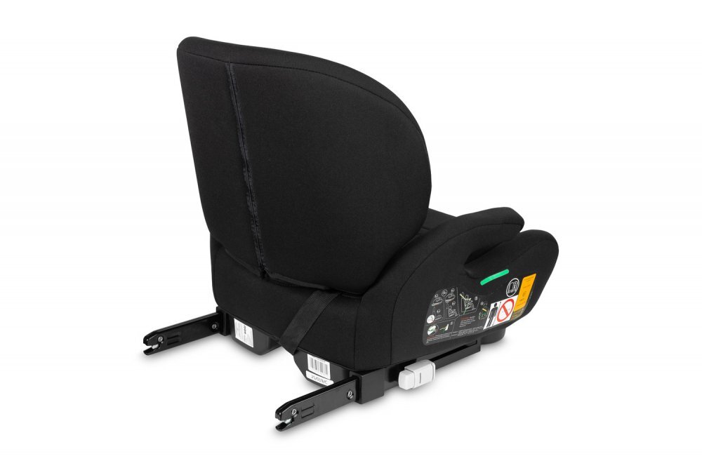 CARETERO Inaltator auto copii Irbis I-Size Black 125-150 cm fixare cu isofix centura de ghidaj spatar reglabil si detasabil husa lavabila cotiere Certificat R129