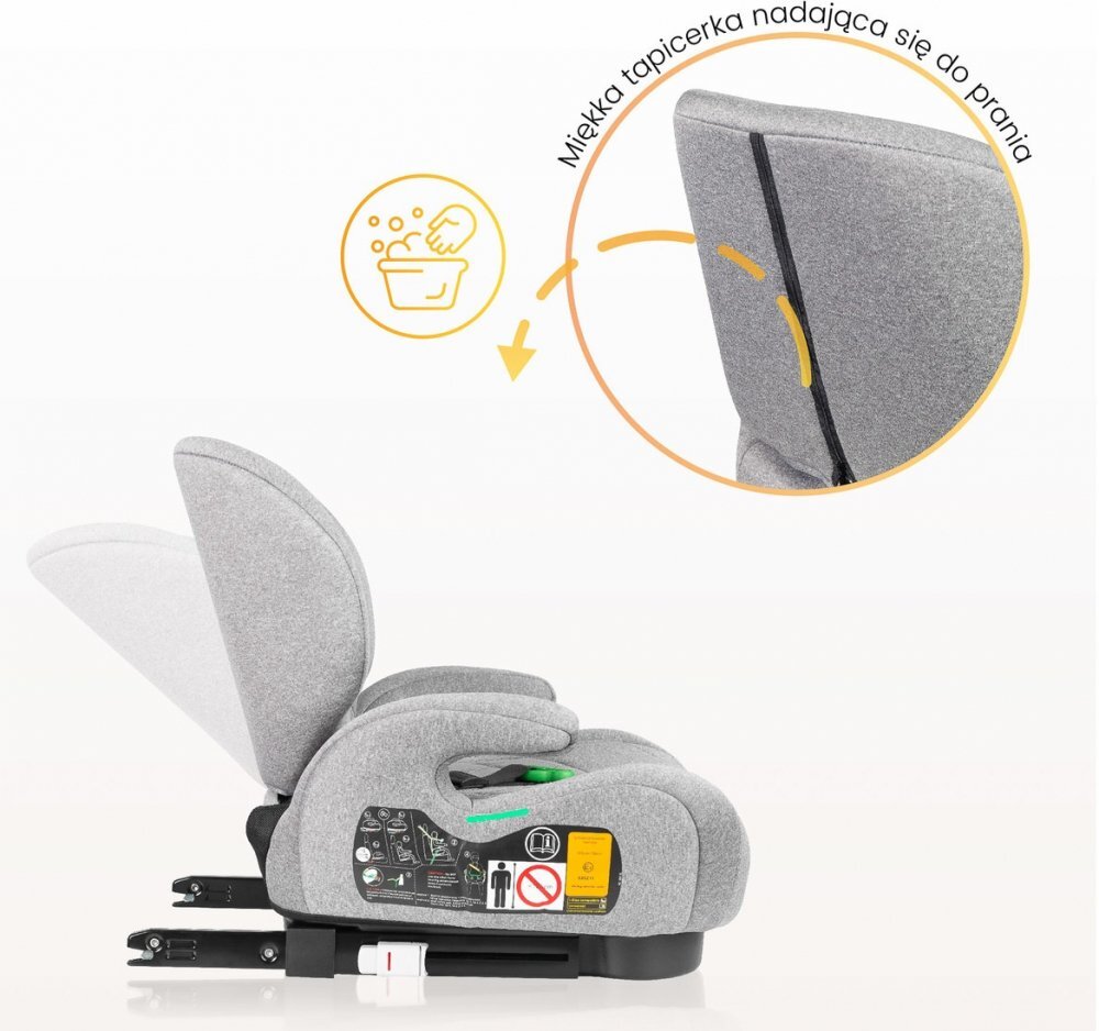 CARETERO Inaltator auto copii Irbis I-Size Graphite 125-150 cm fixare cu isofix centura de ghidaj spatar reglabil si detasabil husa lavabila cotiere Certificat R129