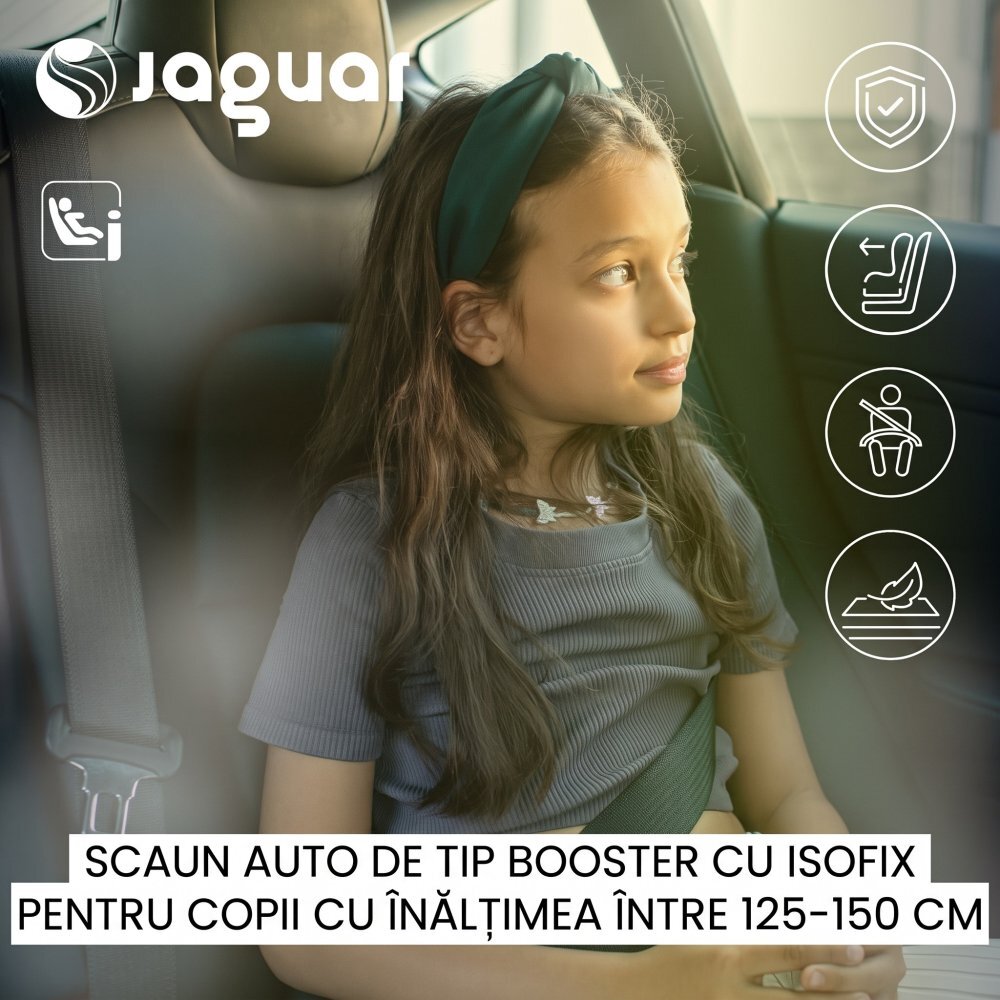 CARETERO Inaltator auto copii Jaguar I-Size Bej 125-150 cm fixare cu isofix husa detasabila