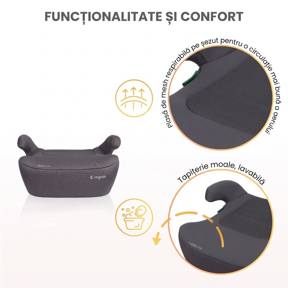 CARETERO Inaltator auto copii Jaguar I-Size Bej 125-150 cm fixare cu isofix husa detasabila