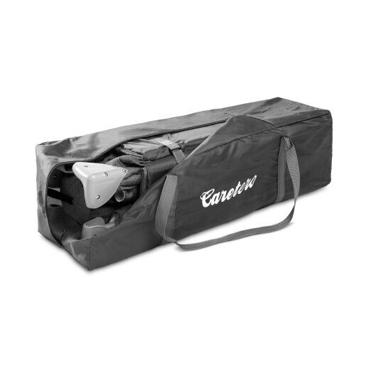 CARETERO Patut pentru copii Basic Plus Graphite pliabil cu doua nivele roti fereastra cu fermoar saltea pliabila si geanta transport incluse