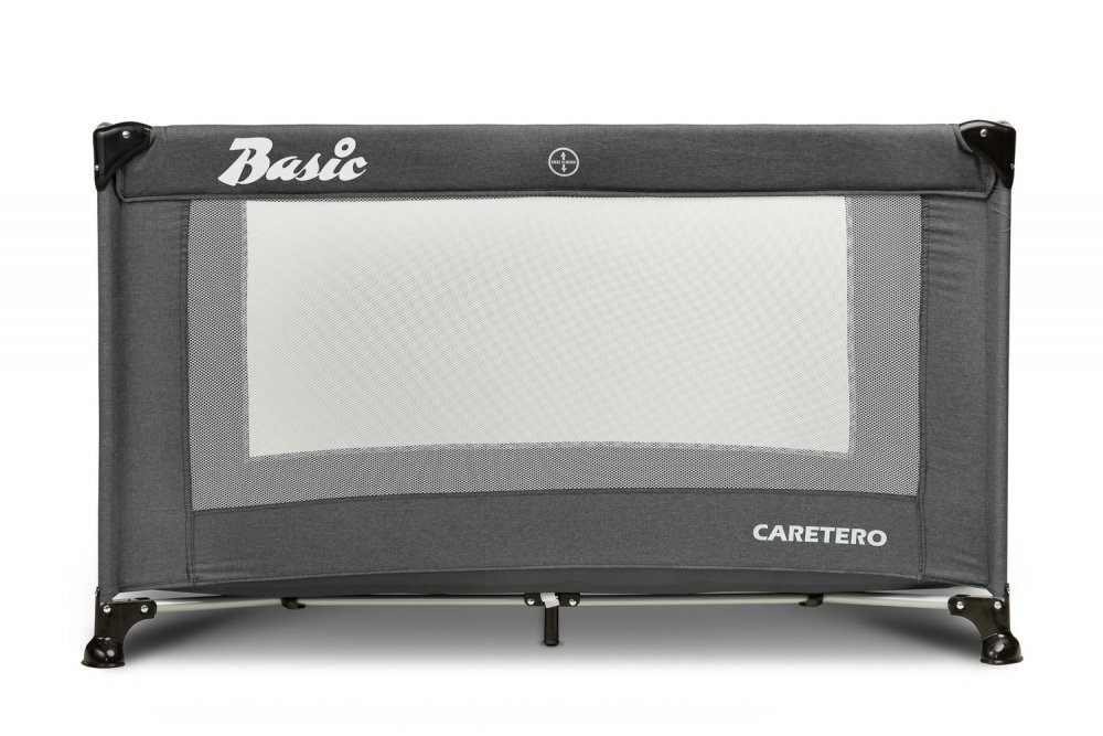 CARETERO Patut pliabil pentru copii Basic Graphite cu un nivelfereastra acces cu fermoar saltea pliabila 120x690 cm si geanta transport incluse greutate admisa 15 kg dimensiune 125x66x75.5 cm