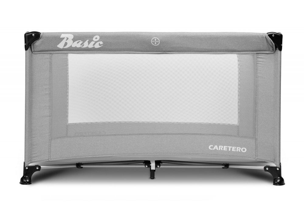 CARETERO Patut pliabil pentru copii Basic Grey cu un nivelfereastra acces cu fermoar saltea pliabila 120x690 cm si geanta transport incluse greutate admisa 15 kg dimensiune 125x66x75.5 cm