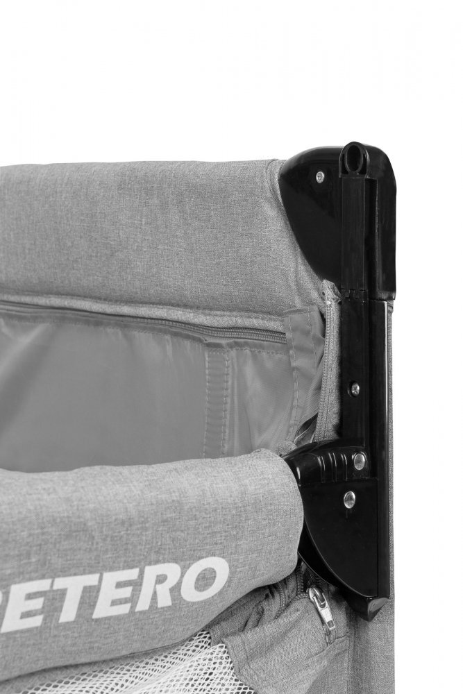 CARETERO Patut pliabil pentru copii cu etaj suplimentar laterala culisanta roti cu blocare fereastra acces cu fermoar saltea pliabila si geanta transport incluse Esti gri