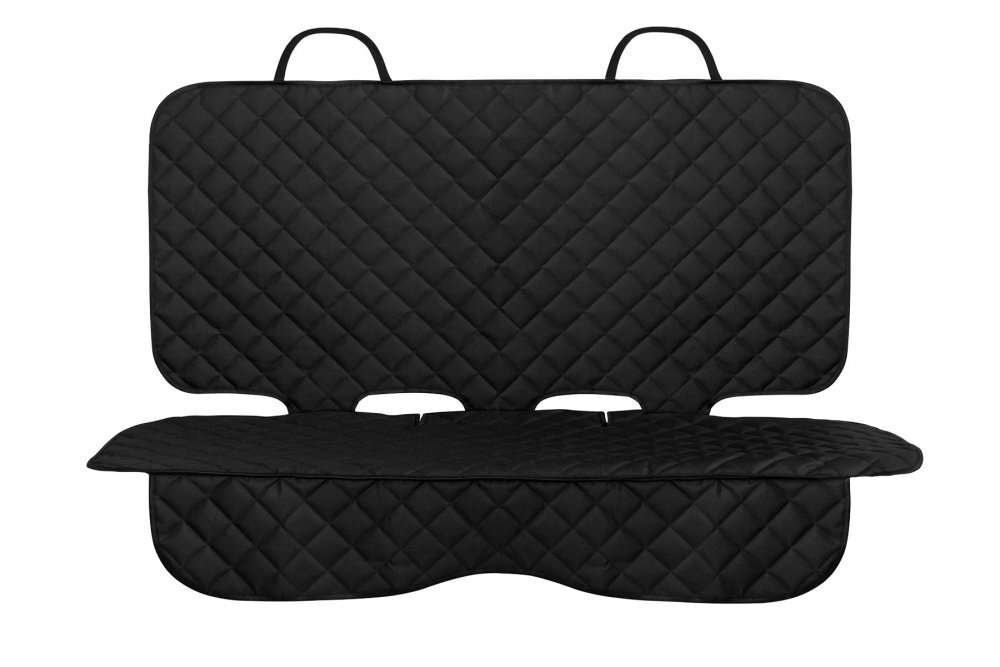 CARETERO Protectie dubla matlasata pentru bancheta auto Black 127x125 cmcu orificii pentru isofix si centuri de sigurantabenzi elasticematerial impermeabil