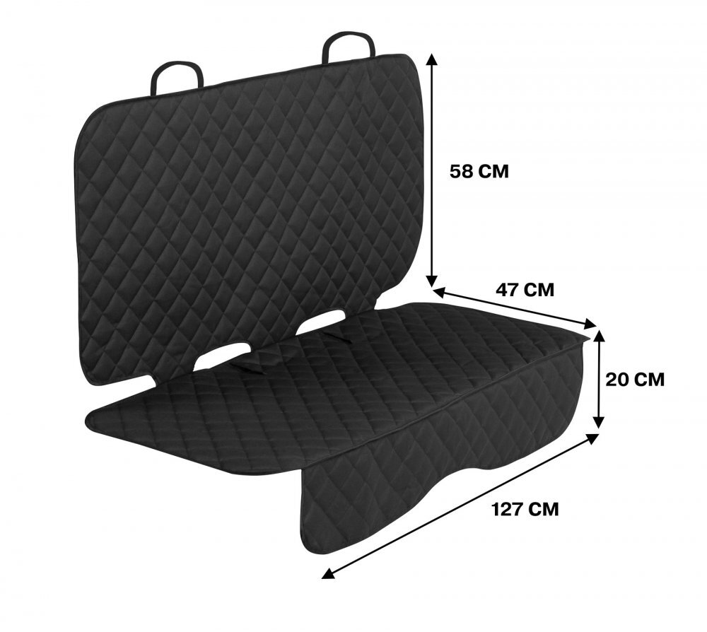 CARETERO Protectie dubla matlasata pentru bancheta auto Black 127x125 cmcu orificii pentru isofix si centuri de sigurantabenzi elasticematerial impermeabil