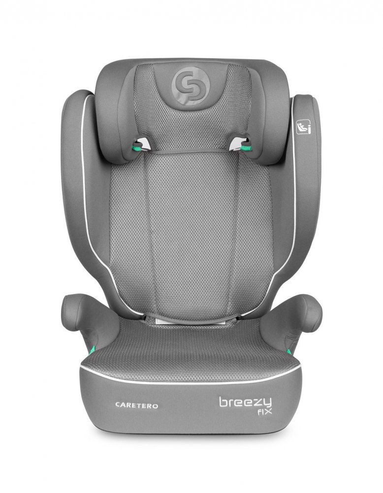 CARETERO Scaun auto copii 2in1 Breezy Fix Grey I-Size 100-150 cmfixare cu isofixtetiera reglabilaspatar detasabilsistem de ventilatie BreezeCool