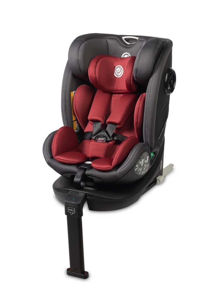 CARETERO Scaun auto copii Fortis I-Size Burgundy 40-150 cm cu baza isofix si picior stabilizare sezut rotativ tetiera reglabila spatar reglabil fante de aerisire