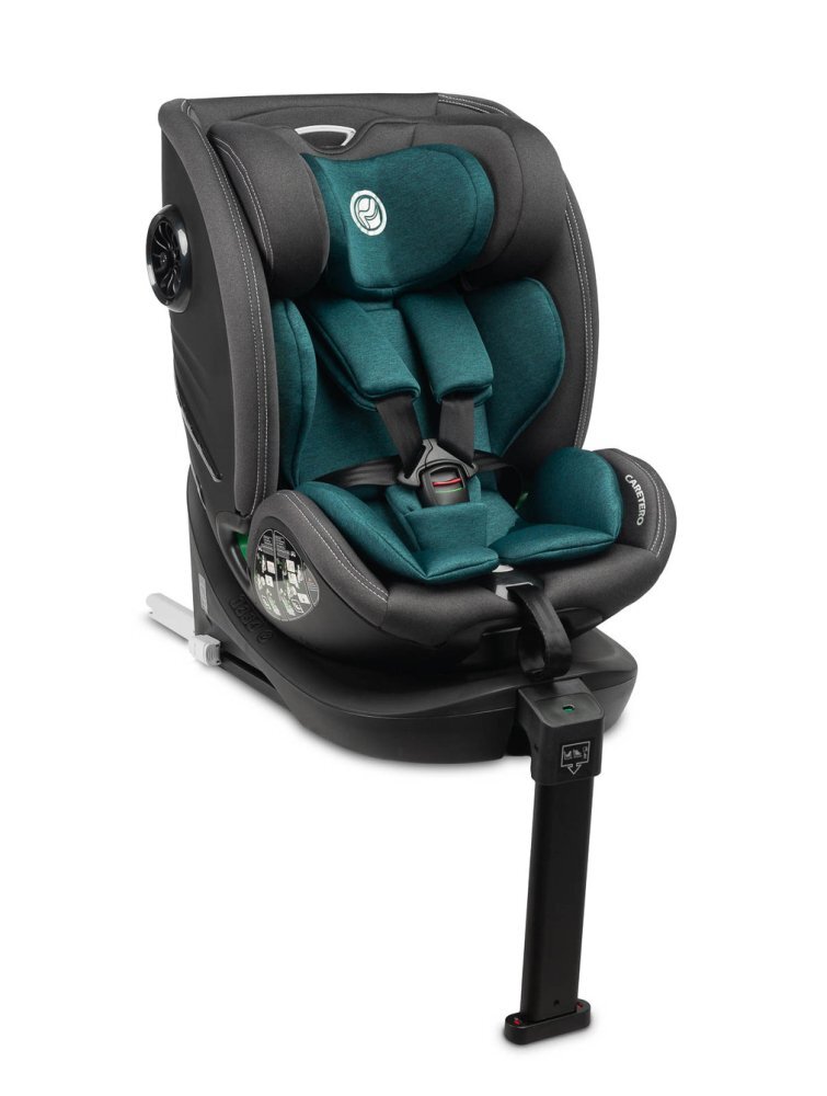 CARETERO Scaun auto copii Fortis I-Size Emerald 40-150 cm cu baza isofix si picior stabilizare sezut rotativ tetiera reglabila spatar reglabil fante de aerisire