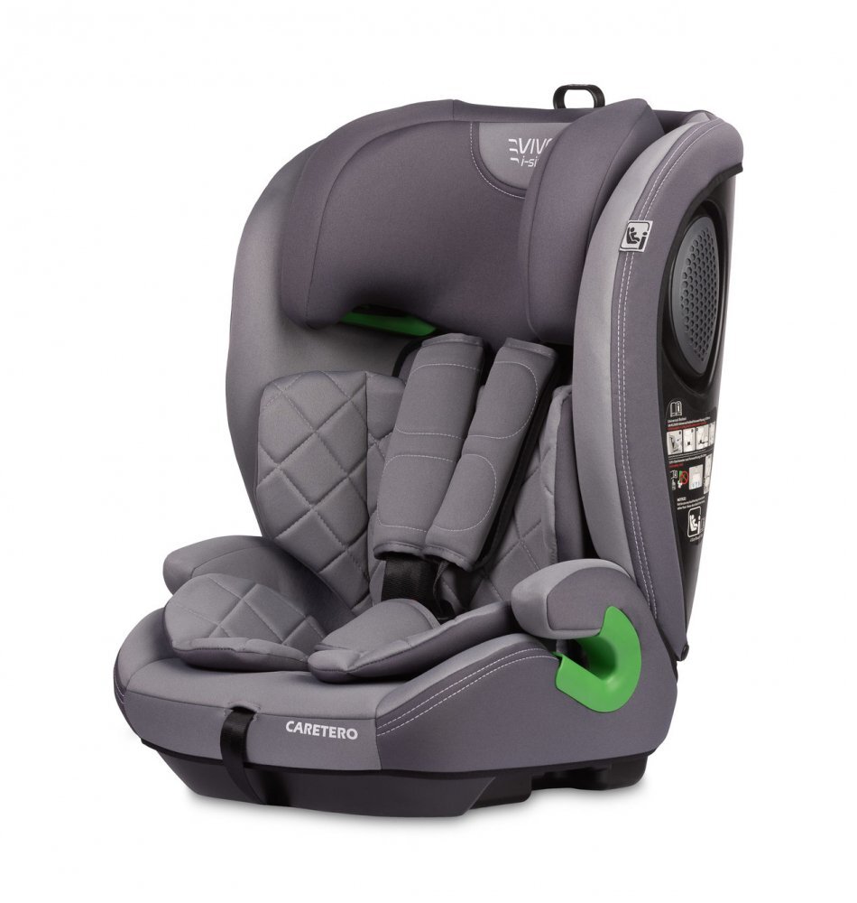 CARETERO Scaun auto copii Vivo Grey i-Size 76-150 cmcertificat R12903tetiera reglabilahusa detasabilacenturi cu pernute moipernuta reductor inclusa