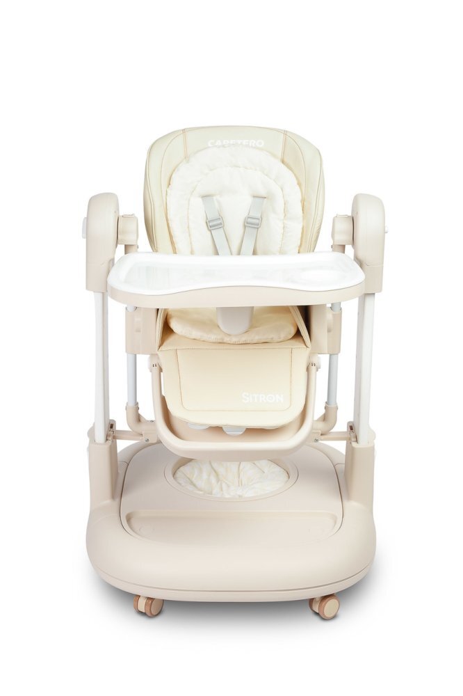 CARETERO Scaun de masa multifunctional Sitron Bej 3in1 transformabil in scaun de masabalansoarpremergator masuta si suport picioare reglabile inaltime ajustabila roti silentioase centuri de siguranta pernuta reductor