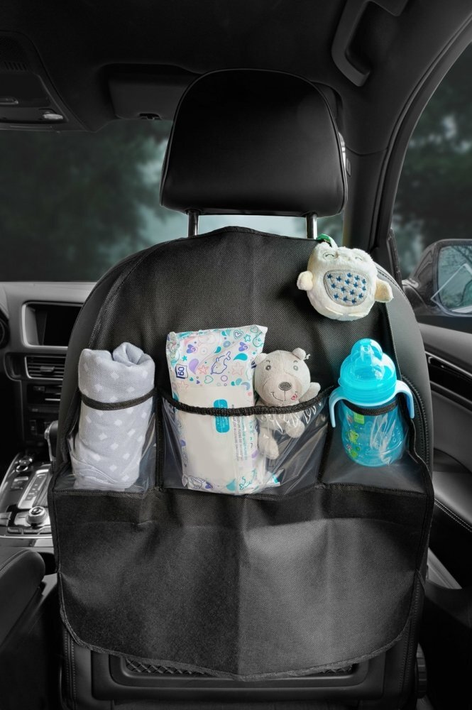 CARETERO Set 2in1 protectie bancheta si organizator scaun auto copii cu prindere universala Black