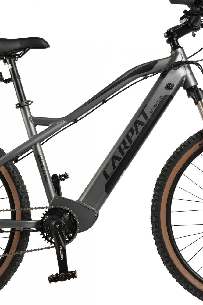 CARPAT Bicicleta Electrica C275H7E GriNegru MTB Hidraulica E-Bike roti 27.5 inch 11 viteze motor 250W autonomie Max 60 km baterie integrata in cadru Litiu-Ion 36V 10.4Ah