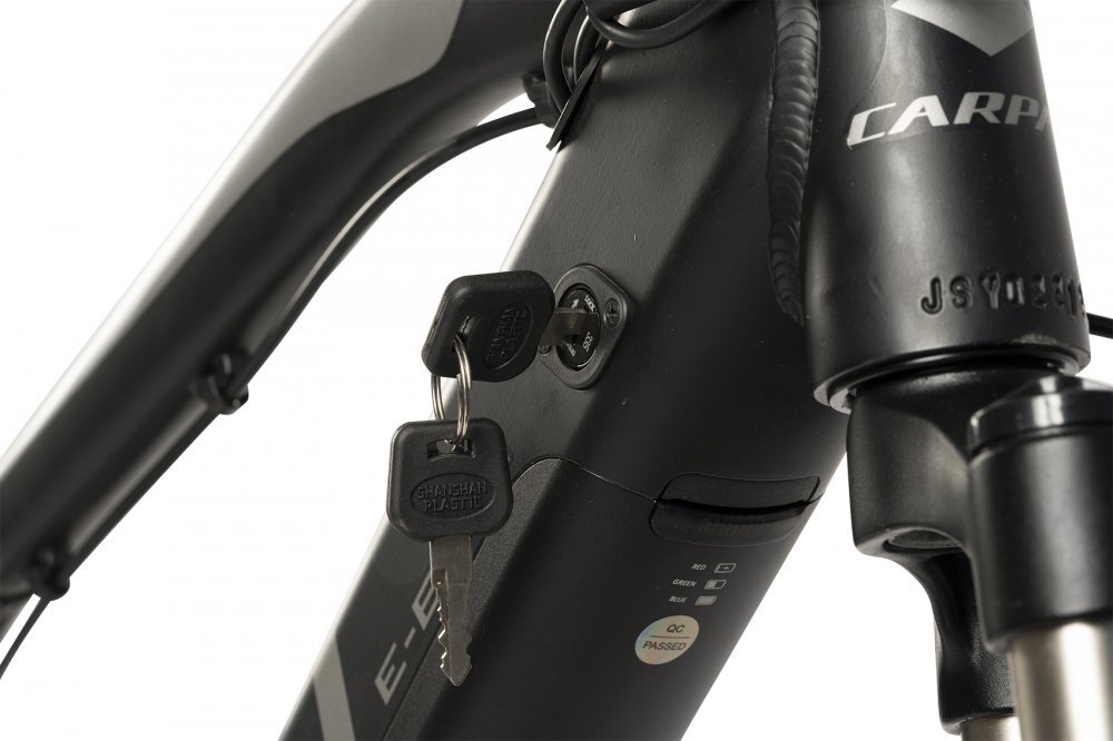 CARPAT Bicicleta Electrica C275H7E NegruGri MTB Hidraulica E-Bike roti 27.5 inch 11 viteze motor 250W autonomie Max 60 km baterie integrata in cadru Litiu-Ion 36V 10.4Ah