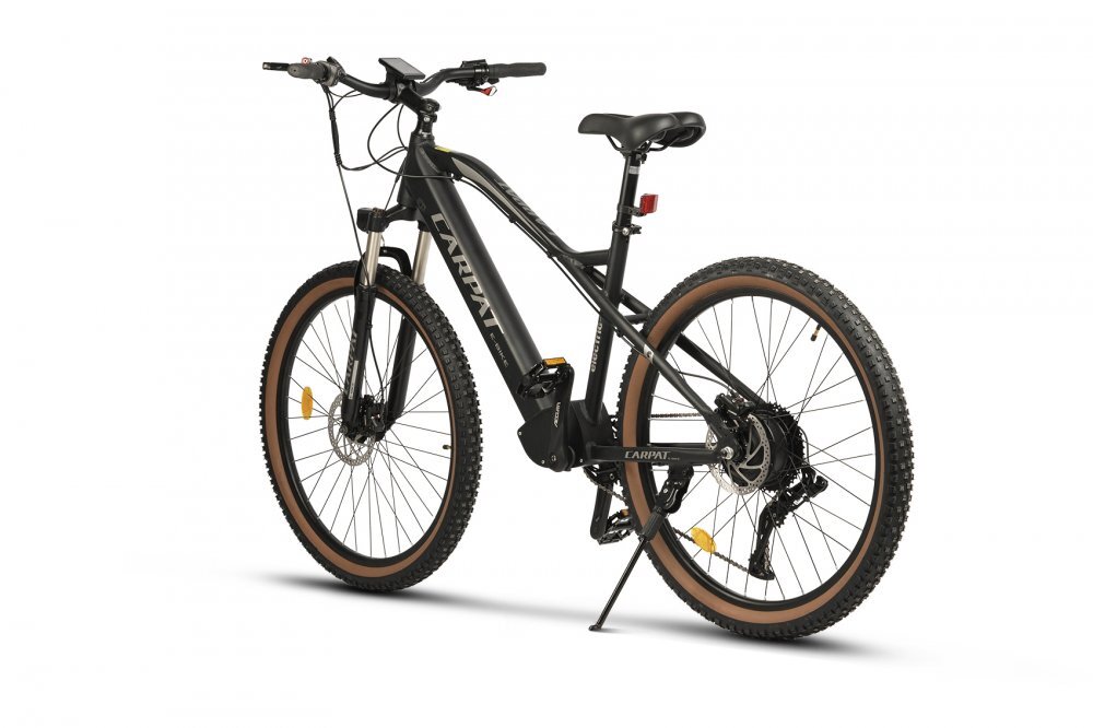 CARPAT Bicicleta Electrica C275H7E NegruGri MTB Hidraulica E-Bike roti 27.5 inch 11 viteze motor 250W autonomie Max 60 km baterie integrata in cadru Litiu-Ion 36V 10.4Ah
