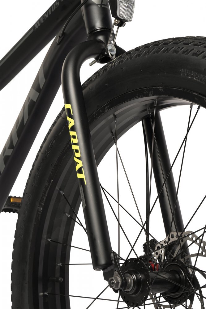 CARPAT Bicicleta Fat Bike Aventus C26217A NegruGriVerde roti 26 inch inaltime utilizator 150-195 cm greutate suportata 120 kg