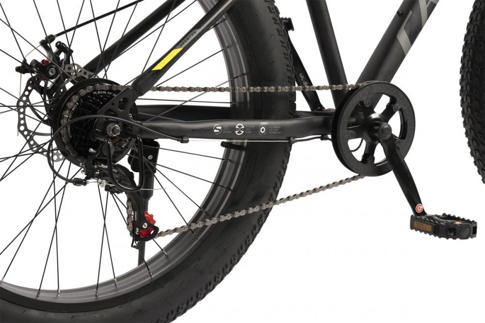 CARPAT Bicicleta Fat Bike Aventus C26217A NegruGriVerde roti 26 inch inaltime utilizator 150-195 cm greutate suportata 120 kg