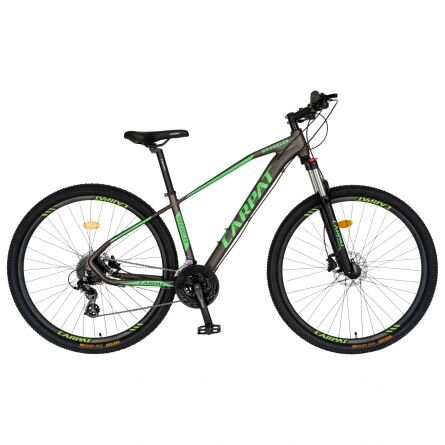 CARPAT Bicicleta Hidraulica MTB-HT Wrangler C2959AH GriVerde schimbator Shimano 24 viteze cadru aluminiu 29 inch furca cu suspensie pe arcechipata cu cric anvelope Hakuba greutate maxima utilizator 120 Kg